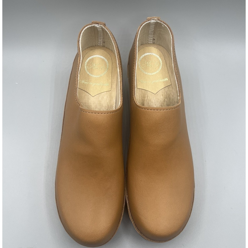No. 6 Ashby‎ Closed Back Leather Mid Wooden Heel Clog Womens Size 43/ US 12 NWOB - Picture 7 of 11